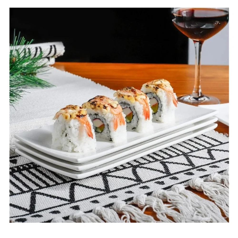Krockery White Porcelain Rectangular Plates